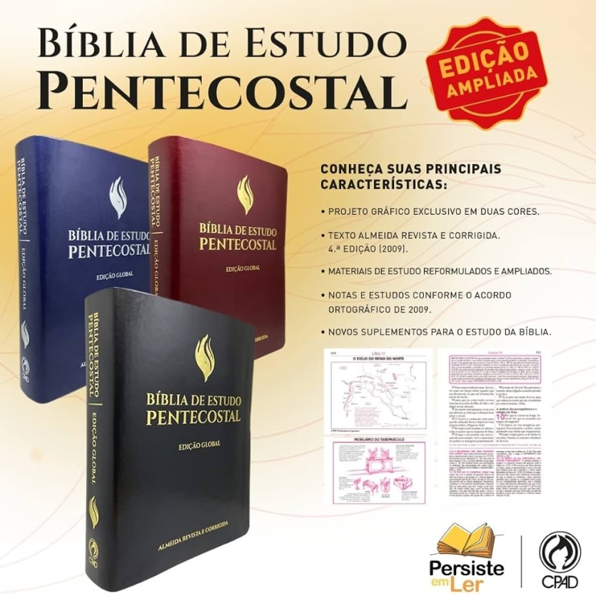 Bíblia de Estudo Pentecostal Grande Preta Edição Global